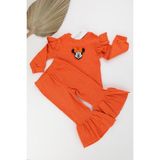 Özşe Moda Kişiye Özel Fırfır Uzun Kol Bluz-Fırfır Pantolon Ribana Takım - 3 - 6 Ay - Turuncu