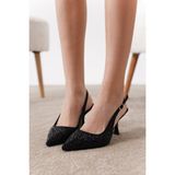 Özse Shoes Crystal Taşlı Kadın Abiye Topuklu Ayakkabı - Siyah