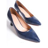 Özse Shoes Desenli Topuklu Kadın Ayakkabı Stiletto - Lacivert