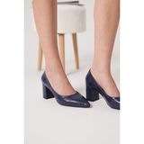 Özse Shoes Gia Kadın Blok Topuklu Sivri Burun Stiletto & Topuklu Ayakkabı - Lacivert