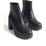 Özse Shoes Pola Platform Topuklu Kadın Bot - Siyah Cilt
