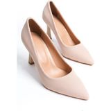 Özse Shoes Ten Rengi Çizgili Kadın Topuklu Ayakkabı