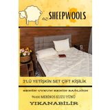 ozsheepwools ÇİFT KİŞİLİK YORGAN&YASTIK&PED 3 PARÇA SET %100 MERİNOS KUZU YÜNÜ İÇ DOLGU , %100 PAMUK DIŞ KUMAŞ