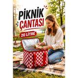 Ozsport 20 Lt. Termal Kamp ve Piknik Yemek Taşıma Çantası, Ekoseli Kırmızı-Beyaz Soğutucu Çanta 34x20x20