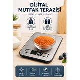 Ozsport 5 Kg Hassas Terazi - Mutfak Tartısı - Mutfak Terazisi - Dijital Tartı - 5 Kg 1 Gr - Paslanmaz Çelik - Pil Hediyeli