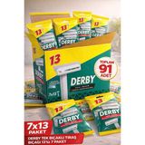Özssay Derby Tek Bıçaklı Tıraş Bıçağı 13’lü 7 Paket 91 Adet Krom Seramik Platin ve Tungsten Kaplı Ekonomik Set - Belirtilmemiş
