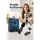 Özssay Kablosuz Yaka Mikrofonu Telefon Için Usb-C Lightning Adaptörlü Kompakt Kayıt Cihazı