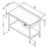 Öztiryakiler Çalışma Tezgahı Mermer Tablalı Taban Raflı Tek Çekim 160X80 Cm