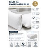 Öztürk %100 Pamuk Havlu Yastık Kılıfı 50x70 cm Fermuarlı Beyaz 2 Adet – Ter Emici Yumuşak Doku Standart Ölçü El Dikimi Yastık Kılıfı