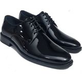 öztürk Bayclas Bağcıklı Sade Düz Model Neolit Taban Deri Erkek Jurdan Kundura BC-029 - Siyah Rugan