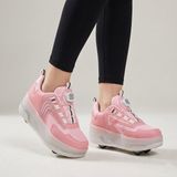 Öztürk Işıklı Akıllı Mekanizma Bağcıklı Çocuk Paten Ayakkabı - Pembe - 34