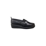 Öztürk Napa Shoes Kadın Hakiki Deri Sıkıştırılmış Köpük Taban Rahat Ultra Hafif Günlük Dolgu Topuk Ayakkabı, Siyah, 39, PRA-12844498-472295