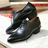 Öztürk Shoes Ayakkabı Taban ve Saya Kesimi Dahil Komple El Yapımı Bağcıklı Yumurta Topuk Erkek Ayakkabı - Siyah