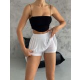 Ozy Fashion Beyaz Piliseli Tenis Şort Etek Beyaz M