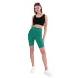 Ozy Fashion Fitilli Kadın Yüksek Bel Dikişsiz Biker Spor Şort Tayt Açık Zümrüt L