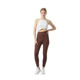 Ozy Fashion Fitilli Kadın Yüksek Bel Dikişsiz Spor Tayt Kahverengi-S