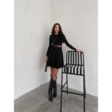 Ozy Fashion Kadın Midi Boy Kloş Etek Süet Kumaş ve Kemer Detayıyla Şıklık Sunar - Siyah