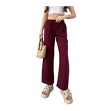 Ozy Fashion Keten Karışımlı Bol Kesim Pantolon YENİKET-333 Bordo-M