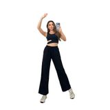 Ozy Fashion Keten Karışımlı Bol Kesim Pantolon YENİKET-333 Siyah-M