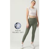 Ozy Fashion Kışlık Polarlı Fitilli Kadın Yüksek Bel Dikişsiz Tayt Çağla Yeşili L