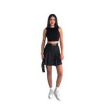 Ozy Fashion Siyah Renk Yazlık Kemerli Pileli Şortlu Etek Siyah-XL