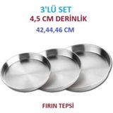 Özyetişen Metal Alüminyum Fırın Tepsi 3 Adet 42, 44, 46 cm - Gri