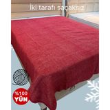 Özyün Merinos Kuzu Yünü Battal Boy Battaniye %100 Yün Doğal Naturel - Kırmızı - 200 x 220 cm