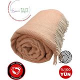 Özyün Merinos Kuzu Yünü ÇİFT KİŞİLİK Yumuşacık Puf Puf! Battaniye %100 Yün Doğal NATUREL Estetik.. - Bal Köpüğü - 180 x 220 cm