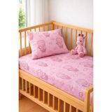 Ozz Baby %100 Pamuk Park Yatak Anne Yanı Lastikli Bebek Çarşafı Seti (70X120X15) Yastık kılıfı (35x45) - Koyu Pembe - Vişne Çürüğü - 70 x 120