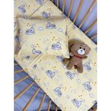 Ozz Baby %100 Pamuk Park Yatak Lastikli Bebek Çarşafı Seti (70X120X15)Yastık kılıfı (35x45) - Sarı - Beyaz - 70 x 120