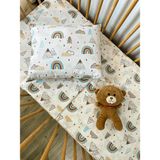 Ozz Baby Anne Yanı Park Beşik Yatak %100 Pamuk 70X120 Bebek Nevresim Takımı Lastikli Çarşaf (70X120X) Yastık Kılıfı (35X45) - Ekru - Su Yeşili - Somon - 70 x 120 cm
