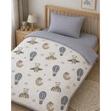 Ozz Baby Anne Yanı Park Beşik Yatak %100 Pamuk Bebek 70X120 Nevresim Takımı Lastikli Çarşaf (70X120X) Yastık Kılıfı (35X45) - Ekru - Mavi - 70 x 120 cm