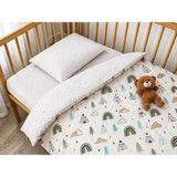 Ozz Baby Anne Yanı Park Beşik Yatak %100 Pamuk Bebek 70X120 Nevresim Takımı Lastikli Çarşaf (70X120X) Yastık Kılıfı (35X45) - Ekru - Su Yeşili - 70 x 120 cm