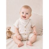 Ozz Baby Bebek Tulum ( 6/12/18 ay )düğmeli müslin yenidoğan bebek tulum, fular takım - Krem - Bej - 6 Ay