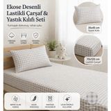Ozz Baby Park Beşik %100 Pamuk Cotton Lastıklı Bebek Çarşafı (70X120X16CM) - Mavi - Bej