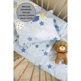 Ozz Baby Park Beşik &anne Yanı Bebek Çocuk Fermuarlı Nevresim Çarşaf Takımı,%30 Polyemid,%70 Pamuk 80X120 cm - Açık Mavi - Ekru - 80 x 120 cm