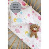 Ozz Baby Park Beşik &anne Yanı Bebek Çocuk Fermuarlı Nevresim Çarşaf Takımı,%30 Polyemid,%70 Pamuk 80X120 cm - Ekru - Pembe - 80 x 120 cm