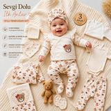 Ozz Baby Yeni Doğan Cotton 10'lu Kız Bebek Hastane Çıkış Seti Ayıcık Temalı - 0 - 3 Ay - 001-Krem