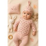 Ozz Baby Yeni Doğan Kız Bebek 0-3 Ay Hastane Çıkışı 10 'lu Zıbın Seti ;alt Üst Takım ,tulum ve Badili - 0 - 3 Ay - Pembe - Ekru