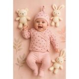 Ozz Baby Yenidoğan Kız Bebek 0-3 Ay Sade ve Şık 5li Hastane Çıkışı Zıbın Seti(Kutulu Ürün;hediyelik) - 0 - 3 Ay - Pembe - Ekru
