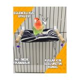 Ozzipetshop Cennet Papağanı Oyuncaklı Salıncak - Eğlenceli Kuş Salıncağı Siyah Beyaz