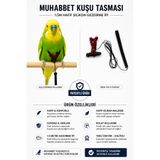 ozzipetshop Muhabbet Kuşu Tasması Patentli 1.5 m Hafif Silikon Gezdirme İpi Ayarlanabilir