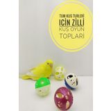 ozzipetshop Muhabbet Kuşu Zilli Oyun Topu 4 Adet Kuş Aktivite Oyuncağı