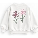 Ozzy Kids Kız Çocuk Arkası Çiçek Nakışlı Sweatshirt - Kırık Beyaz - 4 Yaş