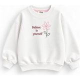 Ozzy Kids Kız Çocuk Arkası Çiçek Nakışlı Sweatshirt - Kırık Beyaz - 6 Yaş
