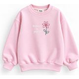 Ozzy Kids Kız Çocuk Arkası Çiçek Nakışlı Sweatshirt - Pembe - 7 Yaş