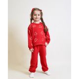Ozzy Kids Kız Çocuk Kalp Desenli Eşofman Takımı - 10 Yaş - Kırmızı