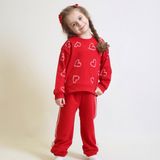 Ozzy Kids Kız Çocuk Kalp Desenli Eşofman Takımı - 6 Yaş - Kırmızı