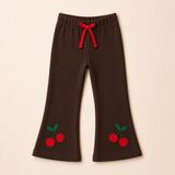 Ozzy Kids Kız Çocuk Kiraz Nakışlı Tayt - Kahve - 5 Yaş