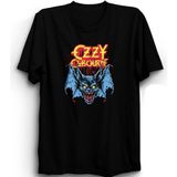 Ozzy Osbourne Oldskull Bat Logo, Rock Metal Müzik Grubu Baskılı Unisex, %100 Pamuk Tişört - Siyah - 4XL